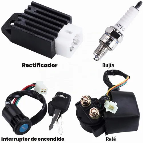 Vista 5 de Regulador de bobina de solenoide CDI completo para arnés de cableado, armazón para ATV de 4 tiempos de 50 cc, 70 cc, 90 cc, 110 cc, 125 cc.