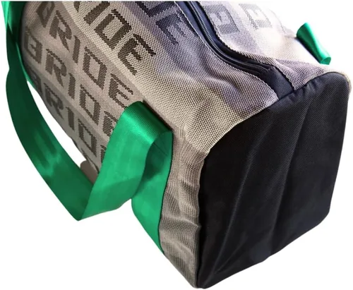 Vista 2 de Bride Racing Duffle Bolsa Gris Gradación Tela con Correas Verdes, Verde, Bolsa de lona