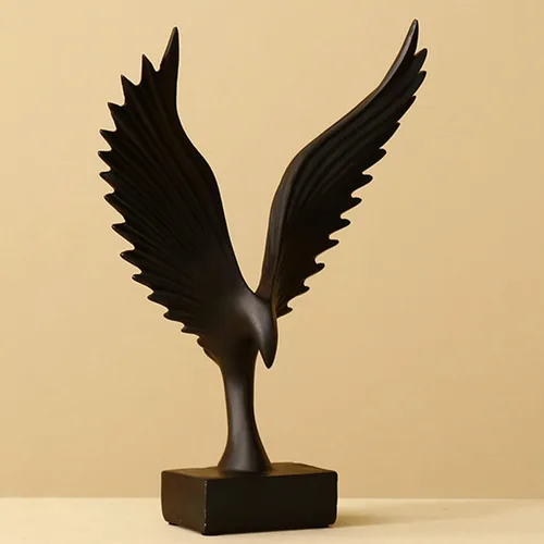 Vista 5 de ARTFILIF Spreads its Wings Ornamentos Figura de águila Decoración de escritorio de oficina, manualidades, sala de estar, estatuas de apertura (negro)