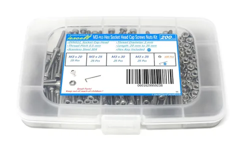 Vista 168 de iexcell Kit de tornillos de cabeza hexagonal de acero inoxidable 304, 100 unidades M2 x 0.157 in, paso de rosca de 0.016 in