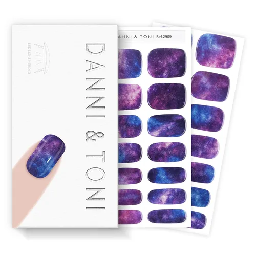 Vista 9 de DANNI & TONI Tiras de uñas de gel semicuradas, color rosa champán, ojos de gato, 28 calcomanías de regalo para mujer Aqua Ripple
