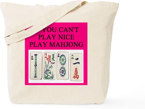 Vista 10 de CafePress MAHJOMG2 - Bolsa de lona reutilizable color beige, Caqui, S