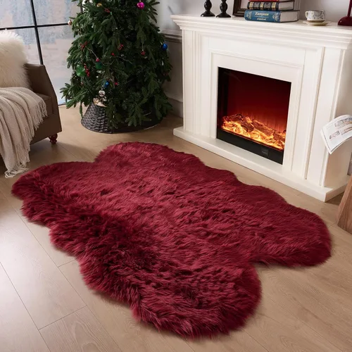 Vista 41 de Alfombra de piel sintética de 2 x 6 pies, color beige, lavable a máquina, súper suave, esponjosa, alfombra de piel de oveja mullida para dormitorio