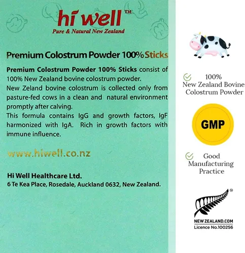 Vista 6 de Hi Well Premium - Polvo de calostro alimentado con pasto 100% 0.07 oz, 30 varitas (paquete de 3)