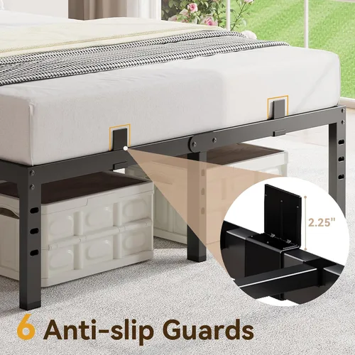 Vista 4 de Susalt - Base de cama metálica tamaño Queen, base de cama con plataforma de 14 pulgadas con espacio de almacenamiento, base de colchón