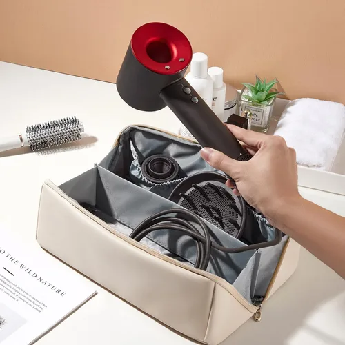 Vista 4 de Veki Estuche de almacenamiento de viaje para Dyson Airwrap Styler, color Blanco sucio
