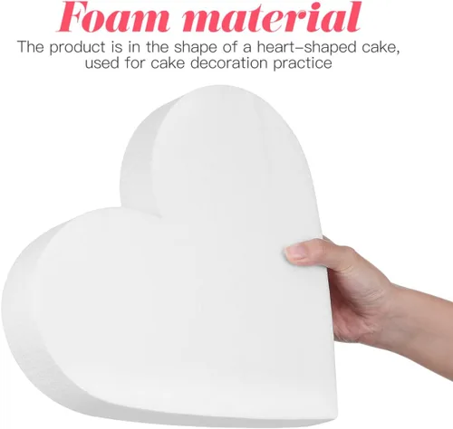Vista 3 de Abaodam Maniquí de pastel de corazón de espuma de corazón, modelo de práctica de horneado de 12 pulgadas para el día de San Valentín, boda