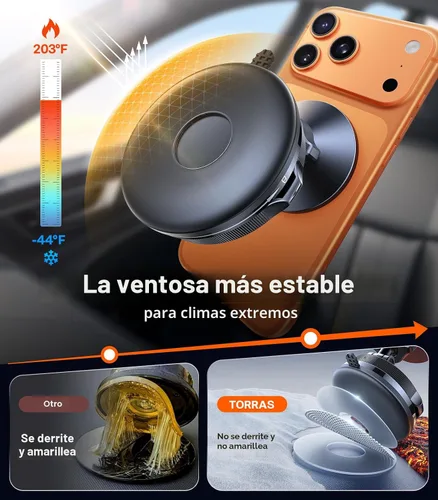 Vista 4 de TORRAS 2026 Vacuum para Montura de Coche Magsafe【98+LBS de Sujeción Más Fuerte y Imán Ultra】Soporte Magnético para Teléfono para Tu Coche, Montura