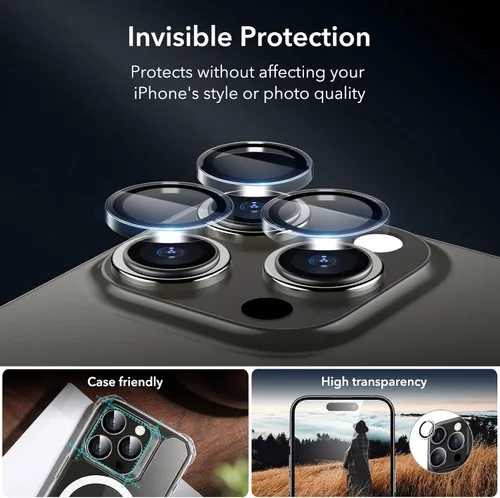 Vista 4 de ESR Paquete de 3+1 protector de pantalla de privacidad para iPhone 15 Plus, protector de pantalla de privacidad de vidrio templado antiespía, bordes