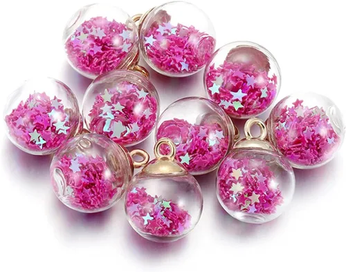 Vista 14 de 10 unids/lote de 0.630 in transparente bola de cristal encantos estrella lentejuelas colgantes para DIY pendientes collar joyería fabricación