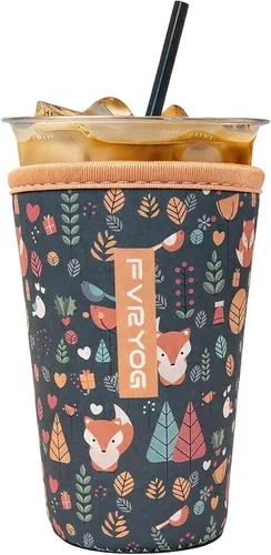 Vista 117 de Fundas de neopreno reutilizables aisladas para café helado, fundas para tazas de café helado, fundas para bebidas heladas y calientes
