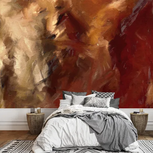 Vista 8 de wall26 - Pintura de arte abstracto marrón y beige - Mural de pared extraíble Papel pintado autoadhesivo grande - 66x96 pulgadas