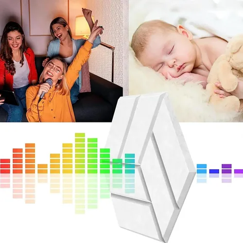 Vista 6 de of 12 Hexagonal Foam Panels Soundproof Wall Acoustics Tiles Polyester Texture Suitable for Studios Home Soundproof Silver/Gray