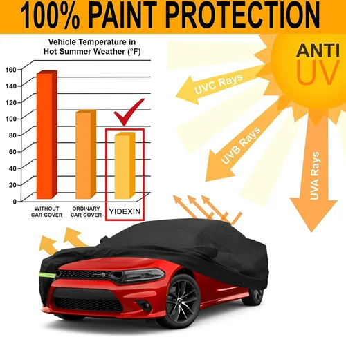Vista 6 de YIXIN Funda impermeable de coche para Dodge Charger SE SXT R/T Daytona SRT Hellcat 190T 2006-2026, ajuste personalizado, correa 100% impermeable