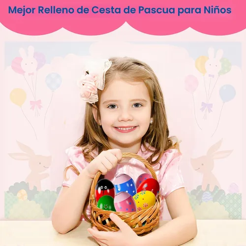 Vista 7 de Paquete de 6 agitadores musicales de percusión de madera, rellenos de calcetín para niños pequeños de 1-3 años, rellenos de calcetín navideños