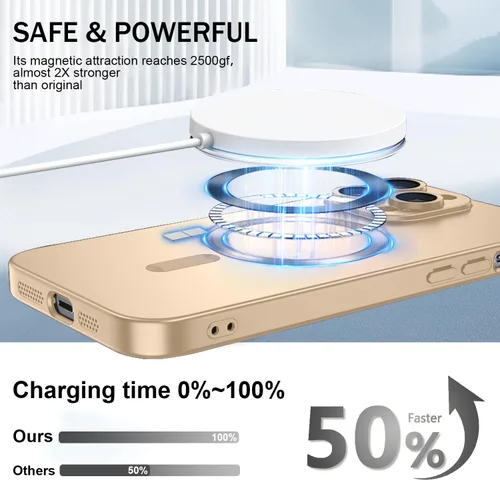 Vista 4 de Funda magnética para iPhone 13 Pro MagSafe con protector de lente de cámara, protección completa, delgada, suave, a prueba de golpes, antiarañazos