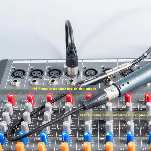 Vista 5 de Cable XLR hembra a hembra de 1/4 de pulgada, cable de audio hembra de 3 pines a enchufe de 0.250 in, conector XLR Jack a TS/TRS adaptador de cuarto
