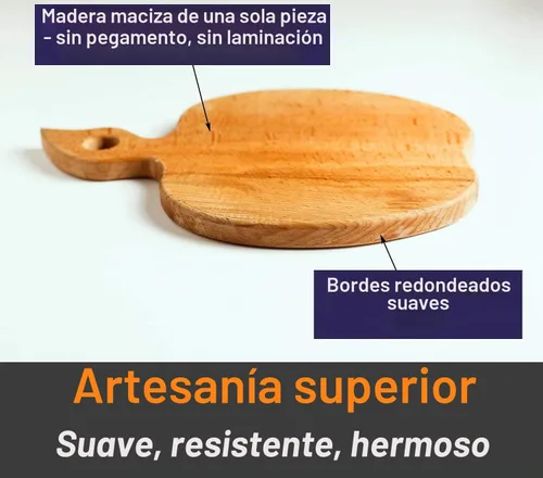 Vista 4 de ECOSALL Tabla de cortar de madera maciza en forma de manzana con asa, idea