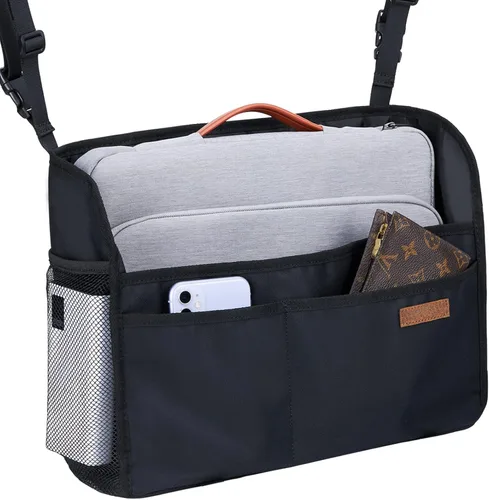 Vista 8 de WLLWOO WLLWOO Soporte de red para bolso de mano entre los asientos, organizador de almacenamiento trasero para consola, barrera de almacenamiento