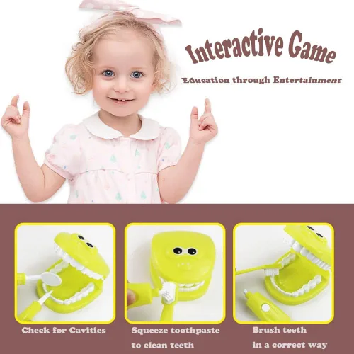 Vista 4 de Conjunto de juego de simulación de dentista de 9 piezas de plástico, kit médico de simulación de juguete para niños, juego de rol para cultivar