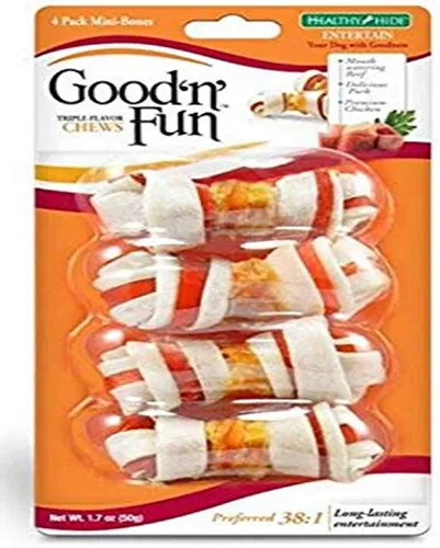 Vista 9 de Good 'N' Fun Mini masticables de cuero crudo de triple sabor, 7