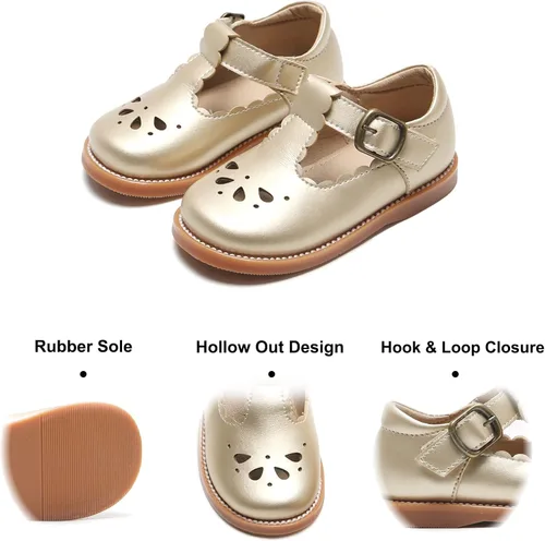Vista 5 de Felix & Flora - Zapatos planos de vestir estilo Mary Jane para niña pequeña, zapatillas de ballet para niña, zapatos para fiestas y escuela