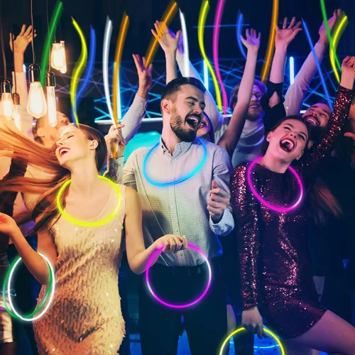 Vista 6 de Deekin Collares luminosos de 22 pulgadas con barras luminosas a granel con conectores, collar de neón que brilla en la oscuridad para Halloween
