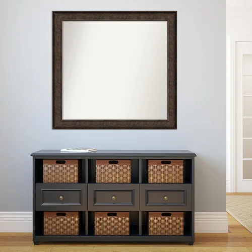 Vista 1017 de Amanti Art Espejo de pared personalizado no biselado (25 x 25 pulgadas), marco de bronce acentuado, varios tamaños personalizados, espejo de baño