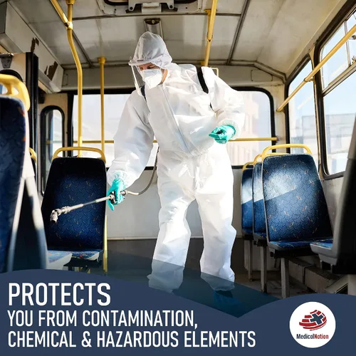 Vista 6 de Medical Nation Hazmat Suits Disposable 2 Pack Hooded, Heavy Duty, Breathable Disposable Coverall, Painter Suit 9 Sizes