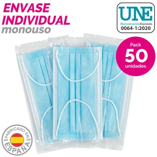 Vista 5 de Caja de mascarillas higiénicas SensiKare 50 Piezas (12 Unidades)