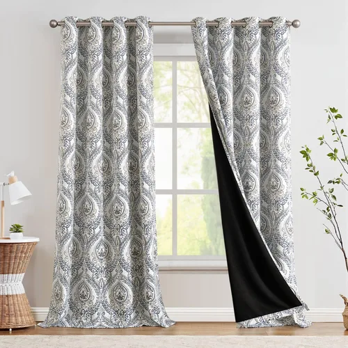 Vista 18 de jinchan Cortinas de lino texturizadas para oscurecer la sala de estar, 54 pulgadas de largo, cortinas de medallón para dormitorio, tratamientos