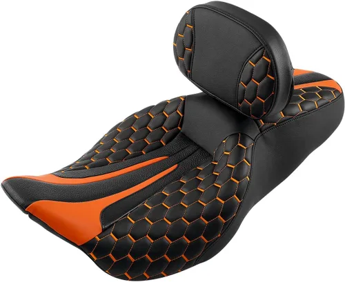 Vista 34 de Asiento de conductor, pasajero y piloto - SLMOTO Asiento de motocicleta de una pieza para 2 personas, compatible con Harley Touring Road King CVO