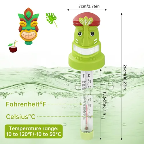 Vista 2 de Termómetro flotante para piscina, pantalla grande con cuerda fácil de leer, resistente a roturas, termómetro de temperatura del agua para piscinas