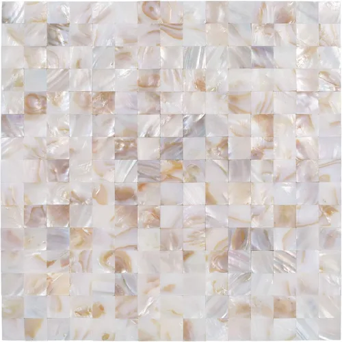 Vista 6 de 1 hoja de azulejos de conchas de perlas para despegar y pegar, azulejos de pared autoadhesivos para cocina, baño, dormitorio