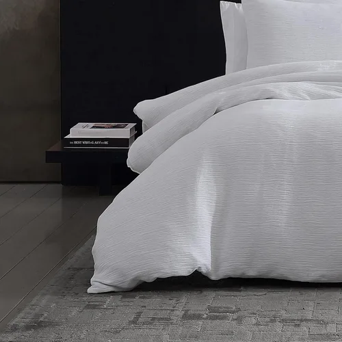 Vista 6 de Vera Wang - Juego de funda de edredón tamaño Queen, ropa de cama de algodón suave con fundas de almohada a juego, cierre de botón y lazos interiores