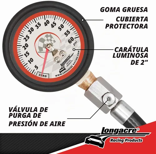 Vista 2 de Longacre 52-52004 Medidor de presión de neumáticos de 0-60 PSI, 2 pulgadas