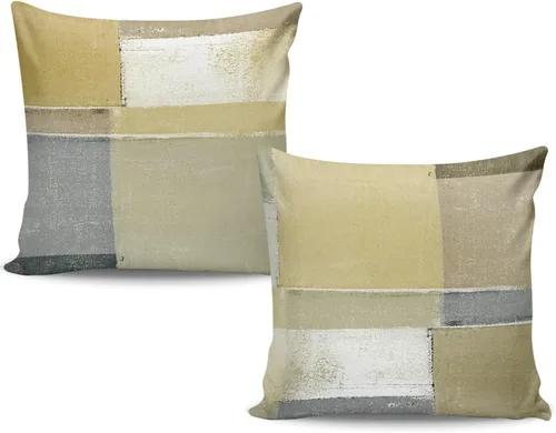 Vista 8 de Juego de 2 fundas de almohada, arte abstracto de 16 x 16 pulgadas, cuadradas, decoración del hogar, fundas de almohada decorativas para sofá