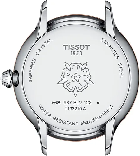 Vista 3 de Tissot Odaci-T 316L - Reloj de cuarzo suizo con revestimiento dorado de PVD, color crema, cuero, 15 (T1332102603100), Crema, Reloj de cuarzo