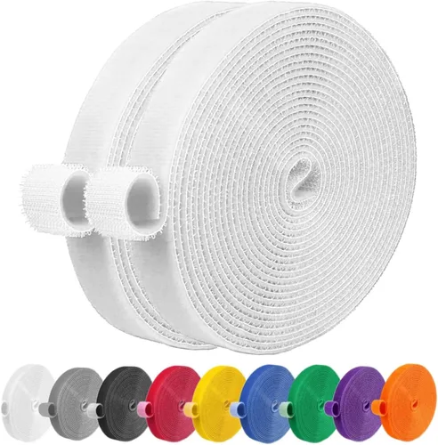 Vista 14 de IFNOW Cinta de Gancho y Bucle de 32 Pies Cinta de Sujeción Reutilizable Bridas para Cables de Doble Cara de Gancho y Bucle Gestión de Cables