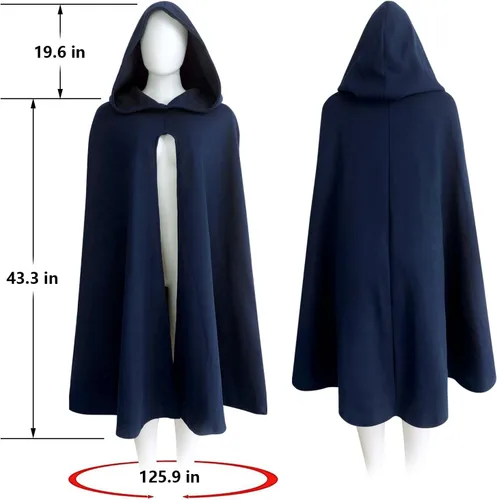 Vista 12 de UQJE Capa de bruja renacentista con capucha y frente abierto, disfraz de Halloween
