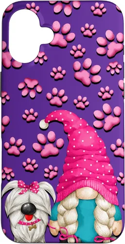 Vista 22 de iPhone 11 - Cosas de gnomo púrpura para mujer, patrón de pata rosa para perro, mamá