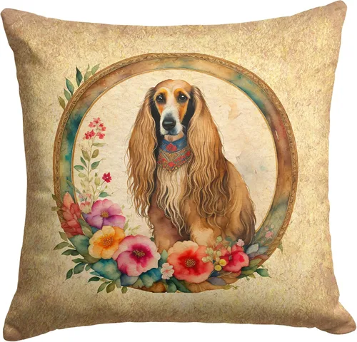 Vista 223 de Caroline's Treasures DAC2072PW1414 Affenpinscher and Flowers - Almohada decorativa de tela, lavable a máquina, para interiores y exteriores