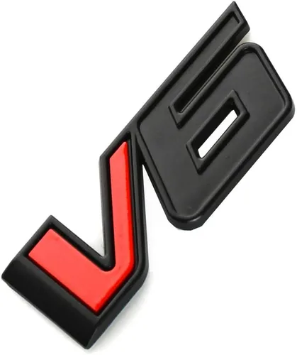 Vista 4 de CDD 2 calcomanías 3D de repuesto para placa de identificación de automóvil V6 para Canyon Colorado 17-21 (negro rojo)