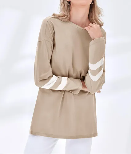 Vista 5 de Fisoew Camisetas de manga larga para mujer, holgadas, casuales, con cuello redondo, blusa suave