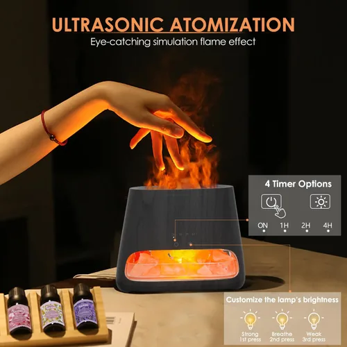Vista 4 de SALKING Lámpara de sal del Himalaya 2 en 1 y difusor ultrasónico de aceite esencial, difusor de aromaterapia, humidificador de niebla fría, lámpara