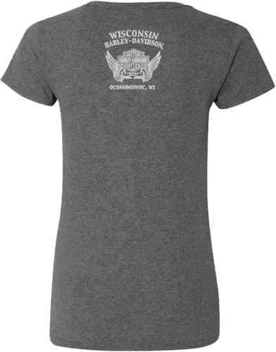 Vista 2 de Harley-Davidson Camiseta de manga corta con adornos de fuerza completa para mujer - Negro