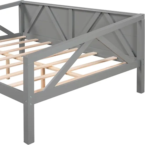 Vista 7 de Flieks Sofá cama de tamaño matrimonial, marco de sofá cama de madera, sofá cama multifuncional para niños/adolescentes/muebles de habitación