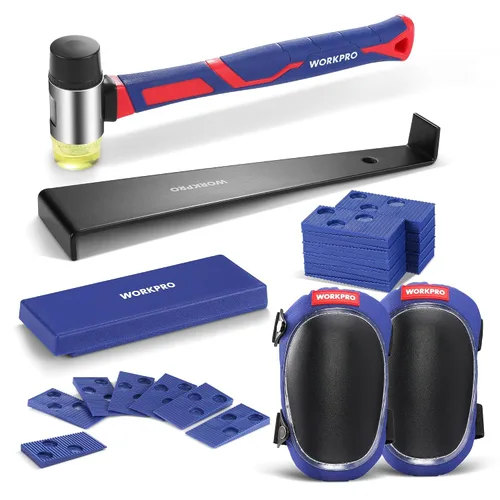 Vista 13 de WORKPRO Kit de instalación de pisos de madera laminada con mazo reforzado de doble cara, barra de tracción resistente, bloque de roscado