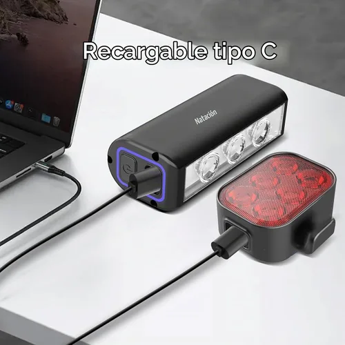 Vista 3 de Luces de bicicleta superbrillantes de 1500 lúmenes, tiempo de funcionamiento de más de 10 horas, luces de bicicleta recargables USB-C delanteras