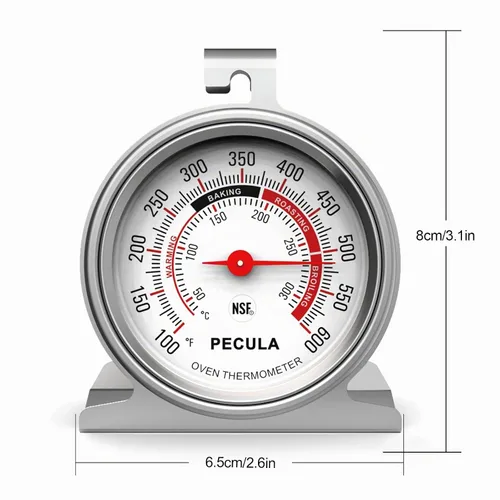 Vista 2 de Termómetro de horno 50-300 °C/100-600 °F, Termómetro de horno para hornear y chef, Termómetro de acero inoxidable de lectura instantánea, Termómetro
